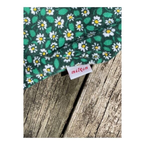 Vintage 80s Milton Fun Wear Daisy Print Button Up Shirt 18M Green Yellow - Picture 6 of 7